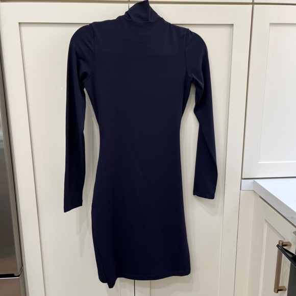 Susana Monaco Midnight Blue Mock Neck Rusched Mini Dress - NWT - XS - Picture 6 of 9